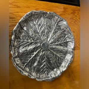 Vintage 14-inch Metal Cabbage Leaf Plate
